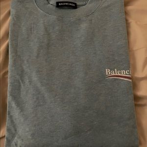 Balenciaga: Logo Printed Tee Light Blue